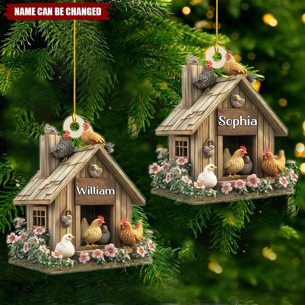 Personalized Chicken Coop Ornament - Xmas Gift For Chicken Lovers, Farmers