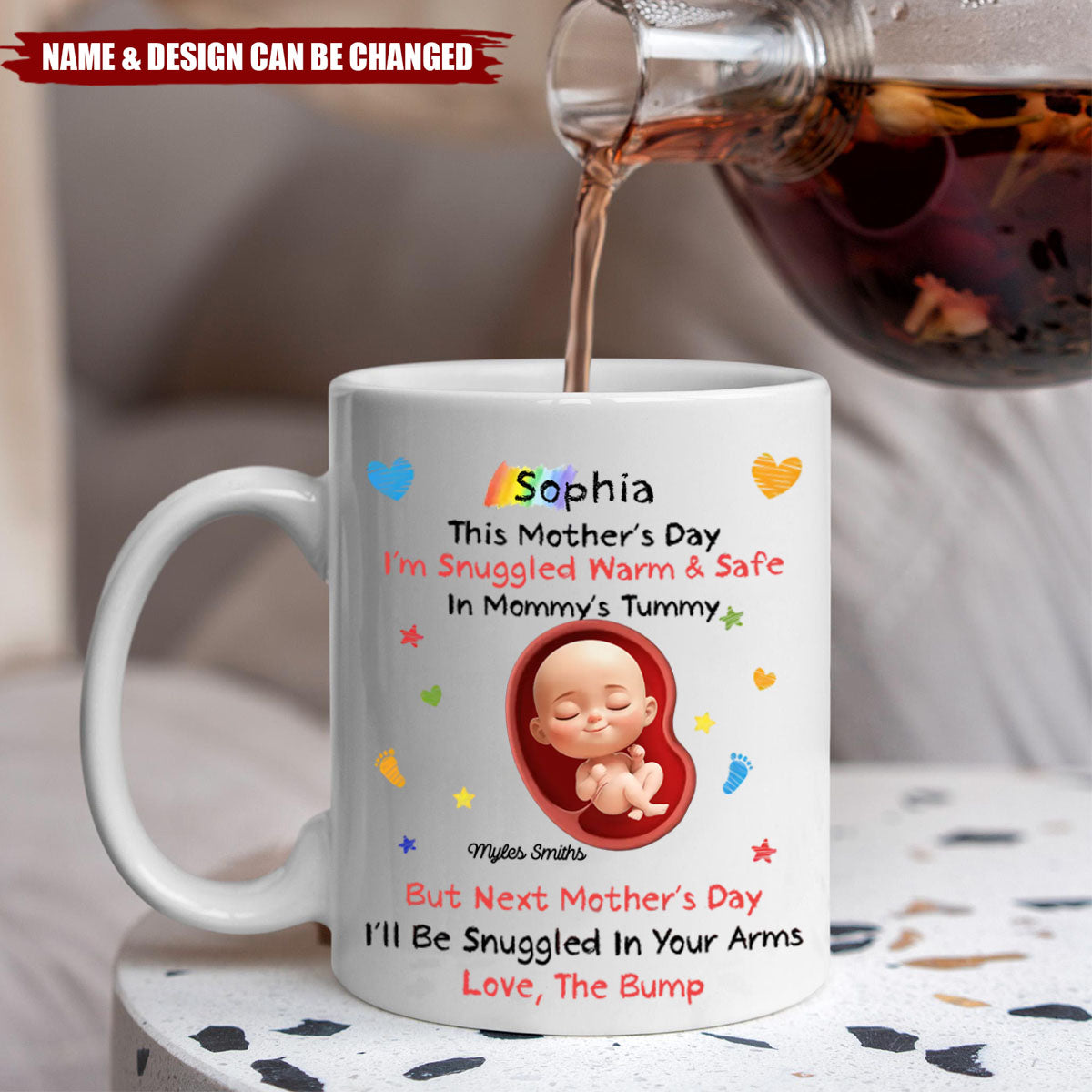 Sending Cuddles From The Inside - Family Personalized Custom Mug - Mother's Day, Baby Shower Gift, Gift For First Mom