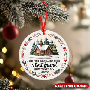 Best Friend Round Christmas Personalized Ceramics Ornament