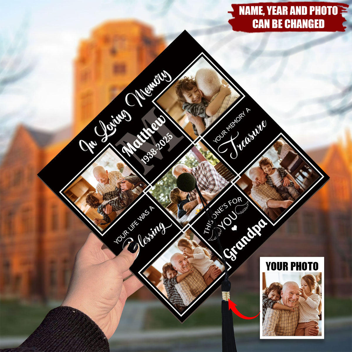 Carrying Love and Longing -Personalized Printed Graduation Cap Topper, Gift For Graduate