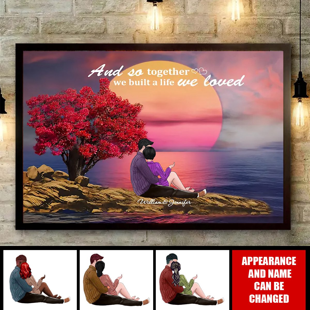 Personalized Couple Sitting By The Sea Canvas, Valentine's Day Gift For Lover