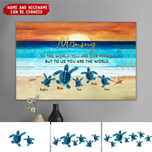 Custom Beach Sea Turtles Canvas - Personalized Gift For Mom