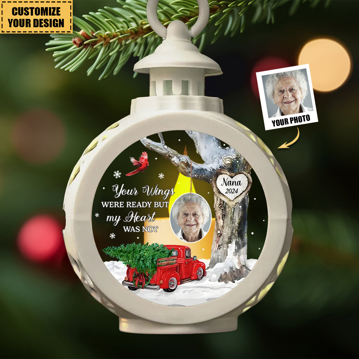 Always With You Photo Memorial Personalized Photo Candlelight Lantern Ornament - Christmas Sympathy Gift