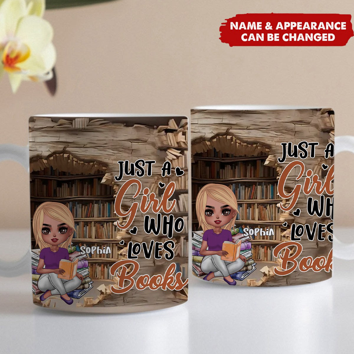 Custom Personalized Reading Girl Coffee Mug - Gift Idea For Book Lover - Just A Girl Who Loves Books
