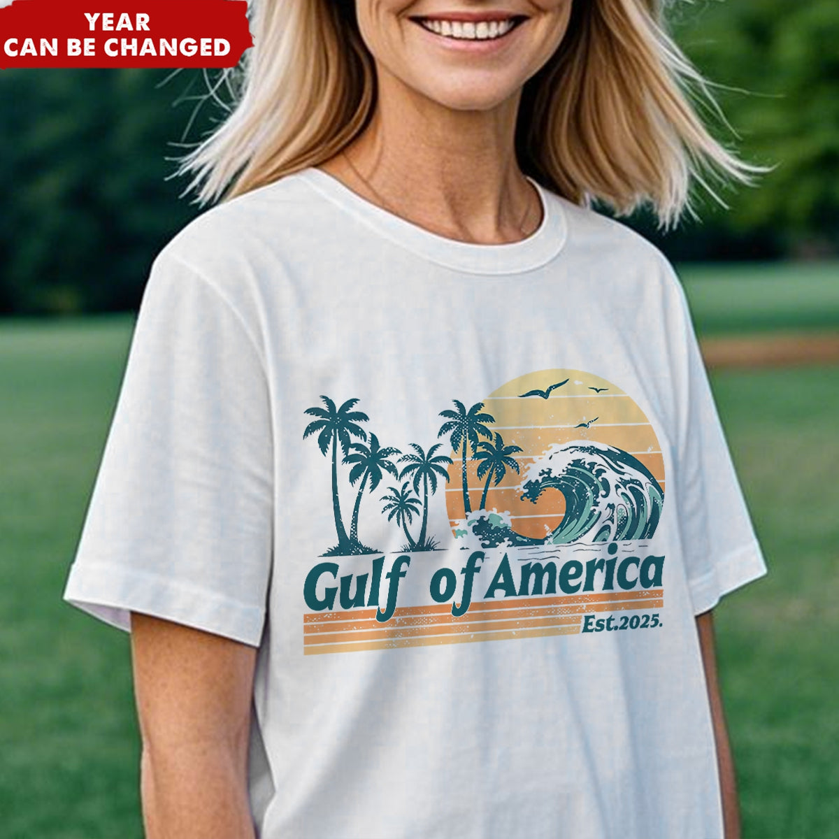 Gulf Of US America Flag Personalized Beach T-Shirt