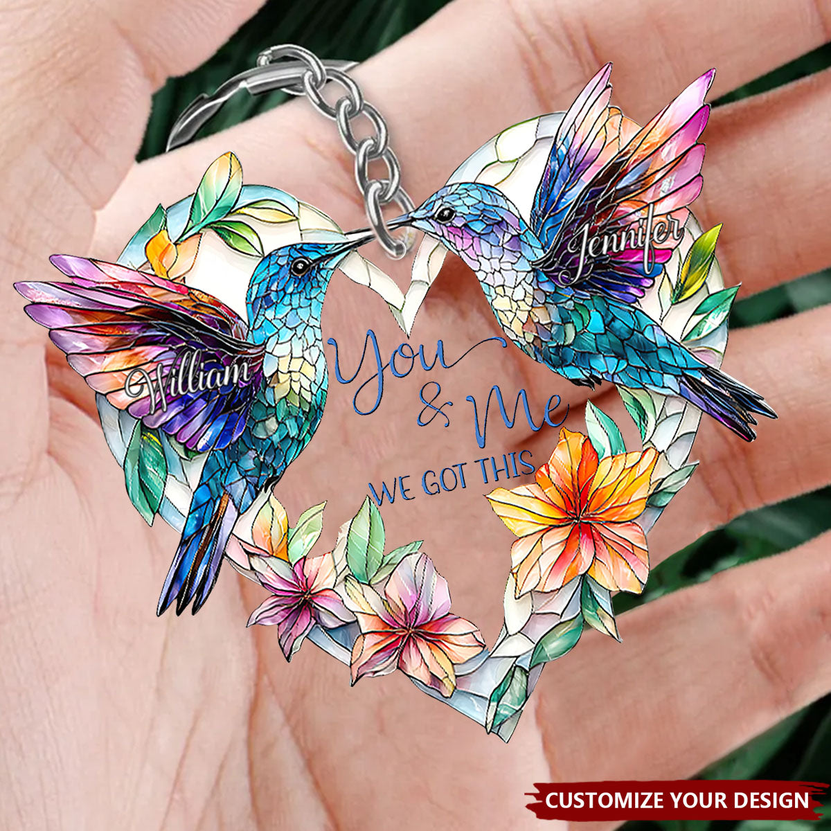Hummingbird Couple - Personalized Acrylic Keychain