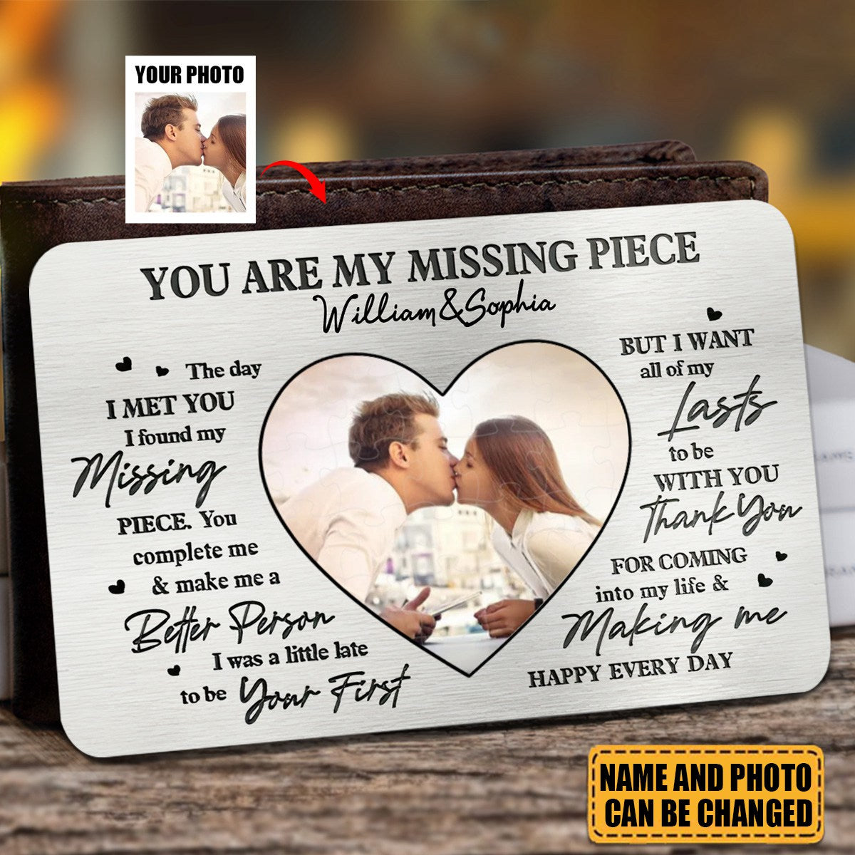 Custom Photo You Are My Missing Piece - Couple Personalized Stainless Steel Wallet Card - Gift For Husband Wife, Anniversary