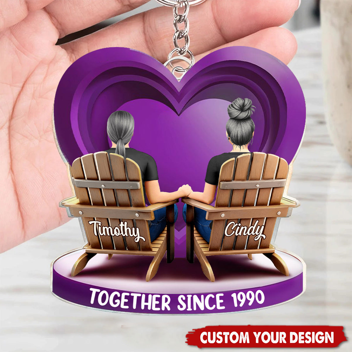 Together Since Couple 3D Effect Personalized Acrylic Keychain