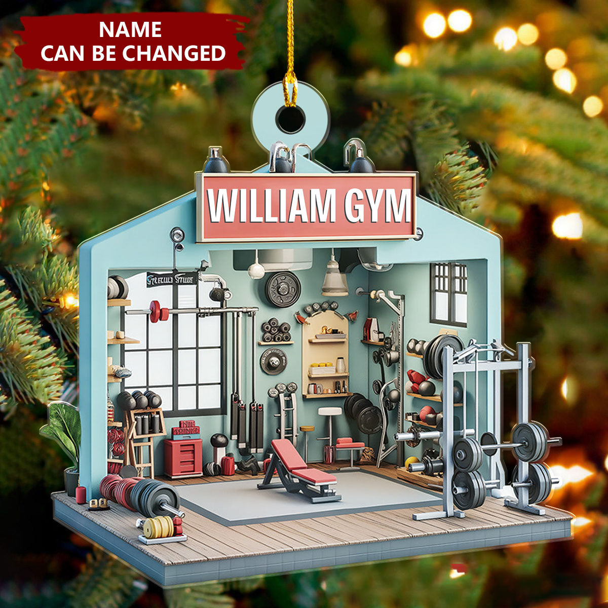 Personalized Gym Fitness Studio Weightlifting Christmas Ornament - Gift For Gym Lover