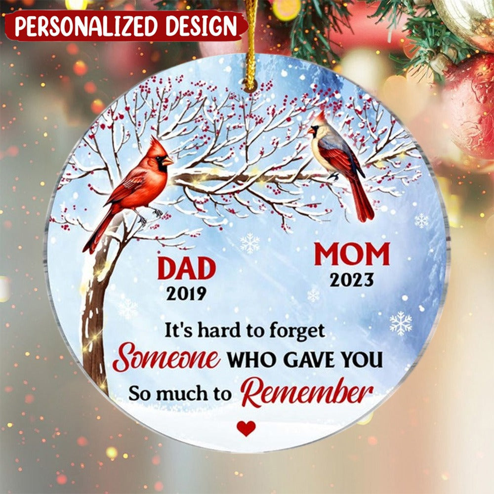 Memorial Cardinal It's Hard To Forget Circle Ornament