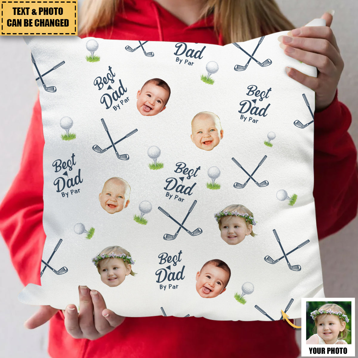 Best Dad By Par - Personalized Photo Pillow