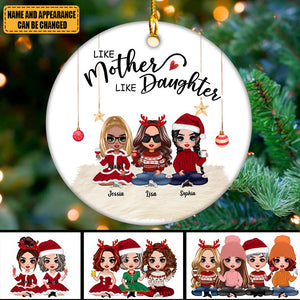 Doll Mother And Daughters Personalized Circle Ornament