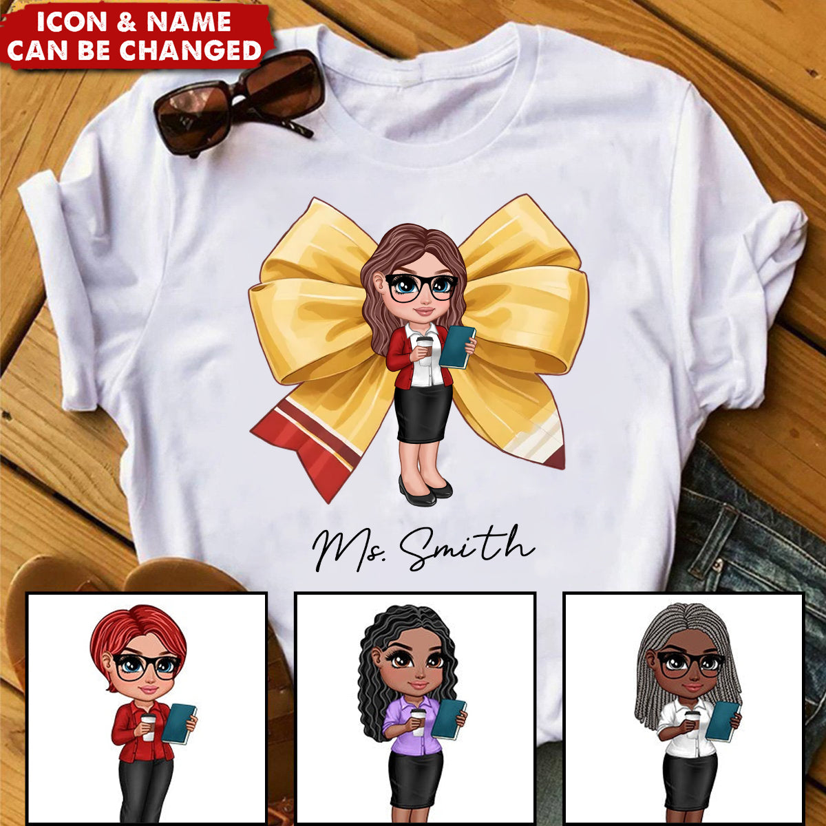 Pencil Coquette Bow Personalized Shirt, Appreciation Gift For Teacher