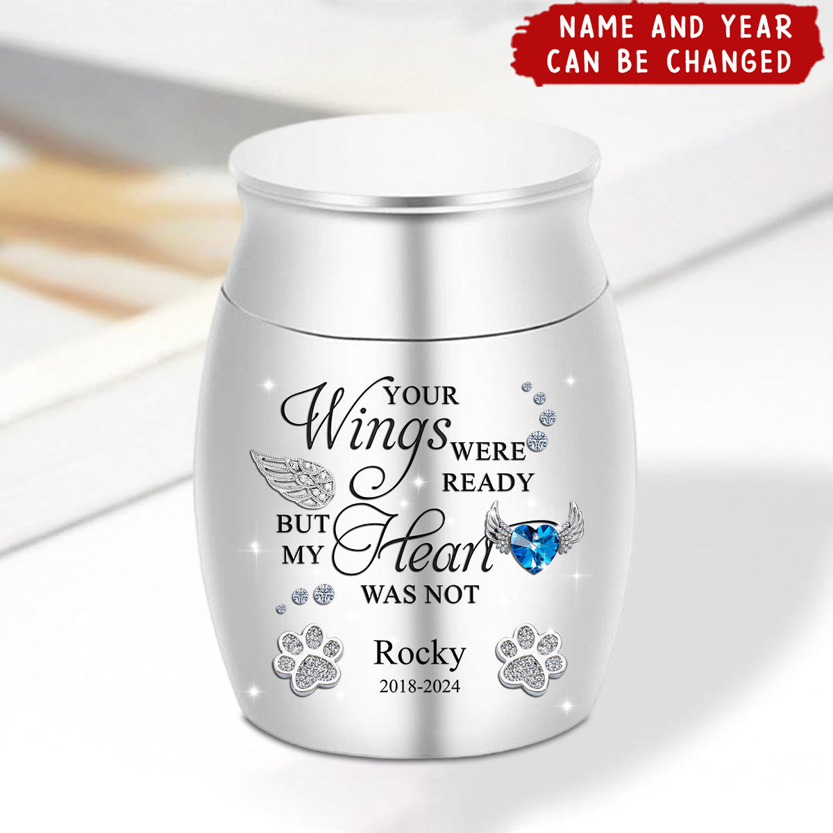 You Left Pawprints In My Heart I Will Carry You With Me - Mini Keepsake Urn for Ashes - Memorial Gift