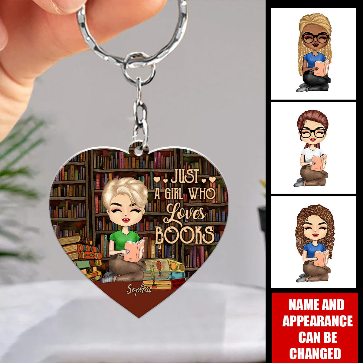 Just A Girl Who Loves Books Custom Gift For Book Lovers Heart Acrylic Keychain