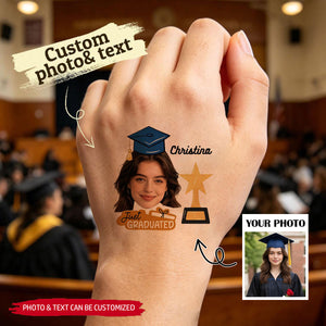 Custom Graduation Tattoo Sticker - Personalized Tattoo, Congrats Graduate Gift