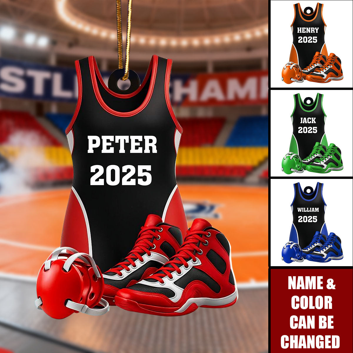 Personalized Wrestling Ornamen Acrylic Shoes & Headgear, Xmas Tree Decor
