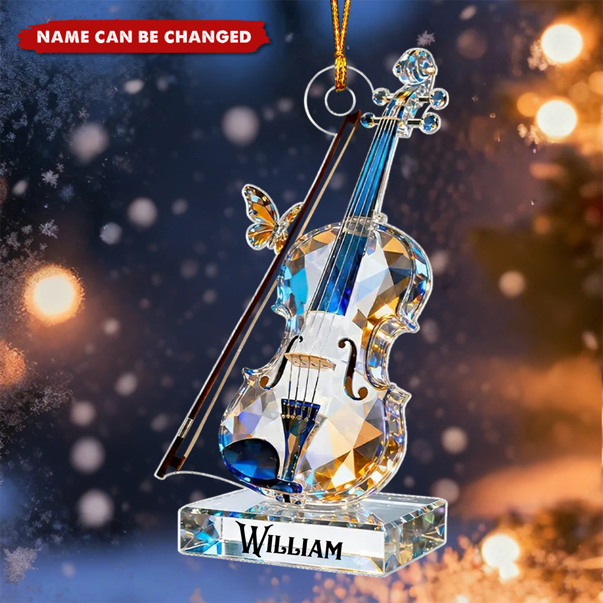 Violin Music Crystal Effect - Personalized Acrylic Ornament - Unique Christmas Gift For Violinist