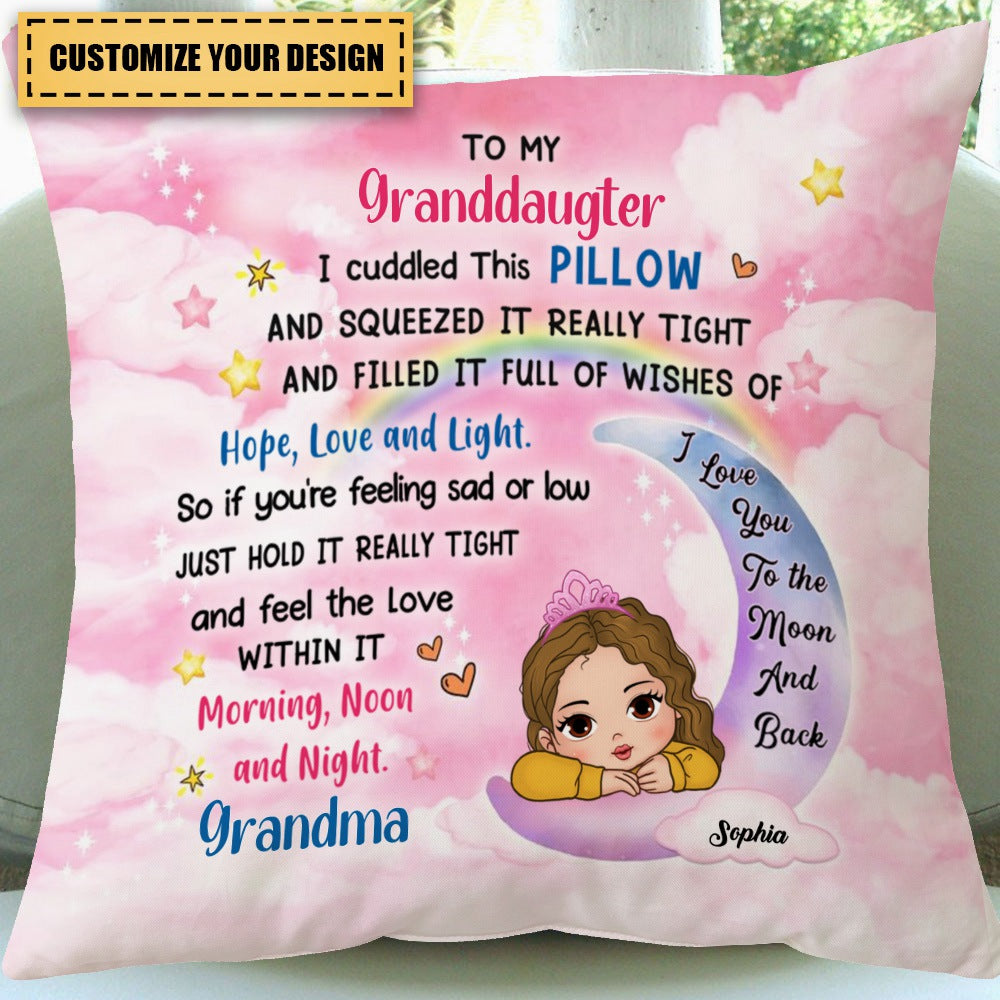 Gift For Granddaughter To My Granddaughter Kid Moon Custom Pillow