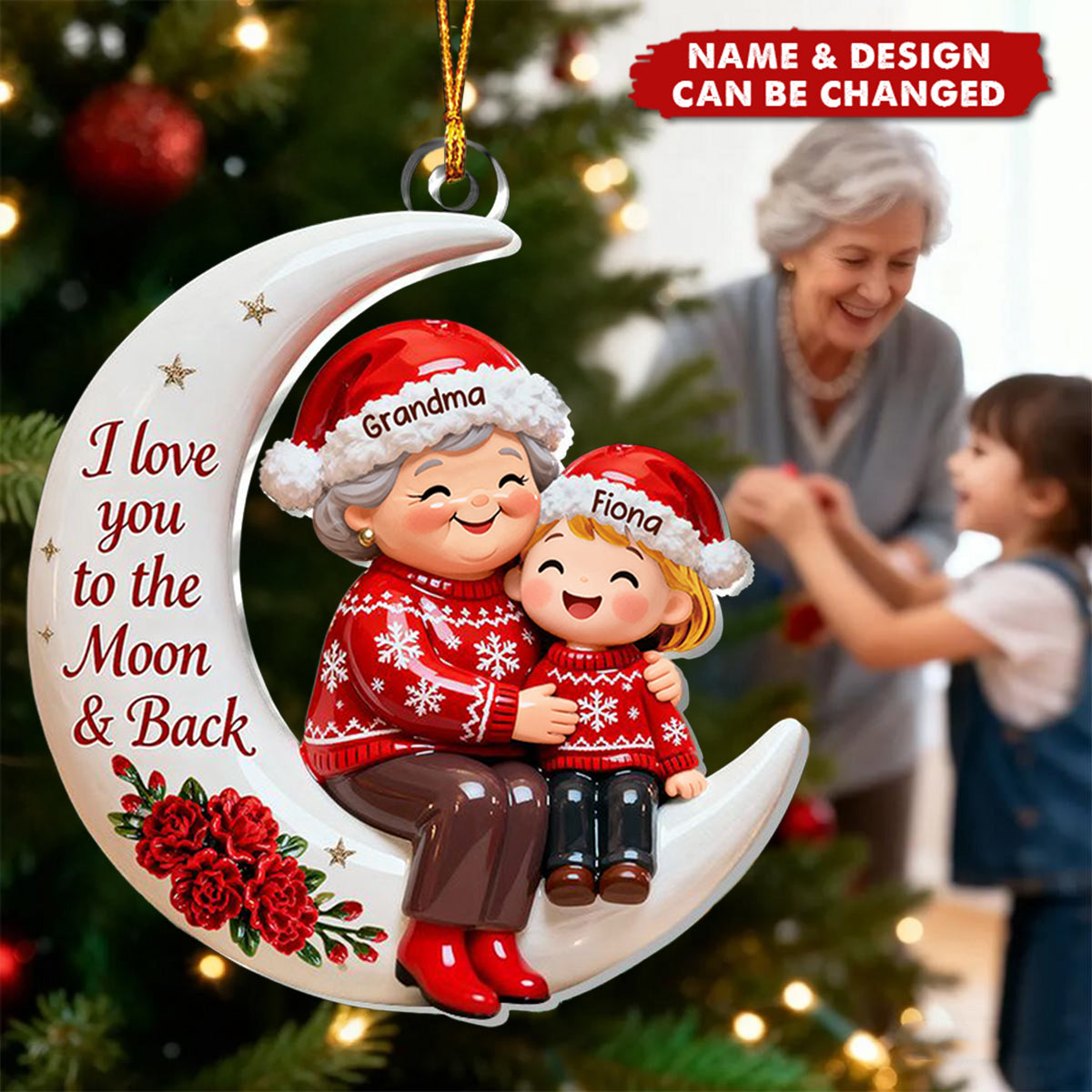 To The Moon, With All My Love - Personalized 1-Layer Acrylic Ornament