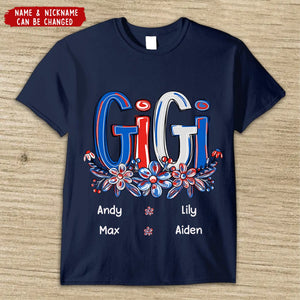 Red White Blue USA 4th July For Grandma And Kids Personalized Shirt