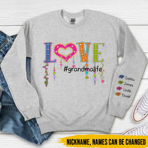 Colorful Love Grandma Auntie Mom Life Flower Kids Personalized 3D Sweatshirt