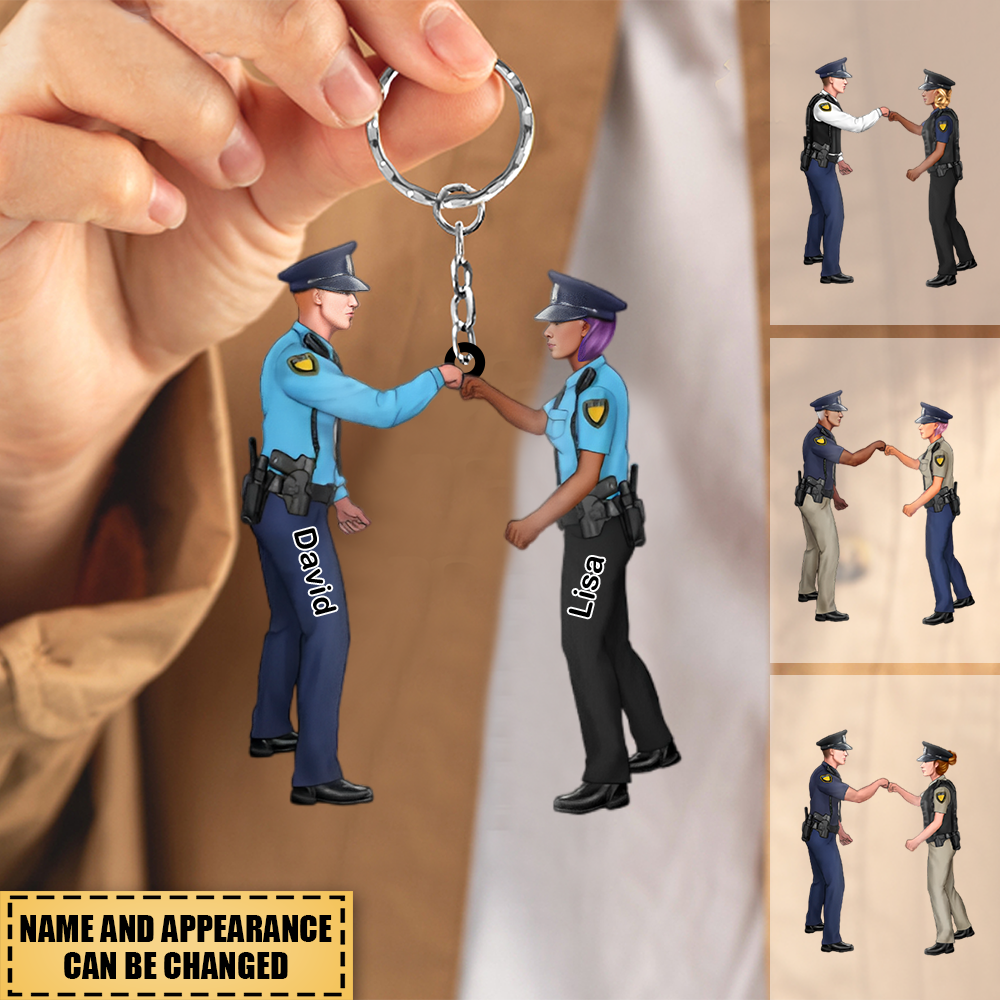 Personalized Gifts Custom Police Officer Keychain for Couples, Police Officer Gifts