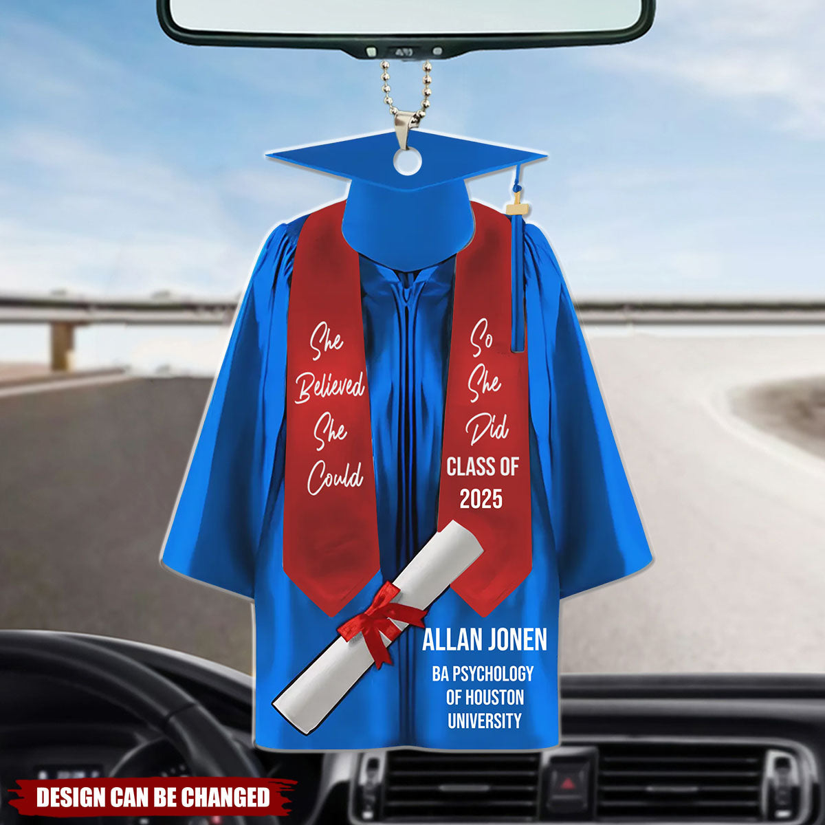 She Believed She Could - Personalized Acrylic Ornament,Car Hanger, Funny Graduation Gift, 2025 Senior Gift