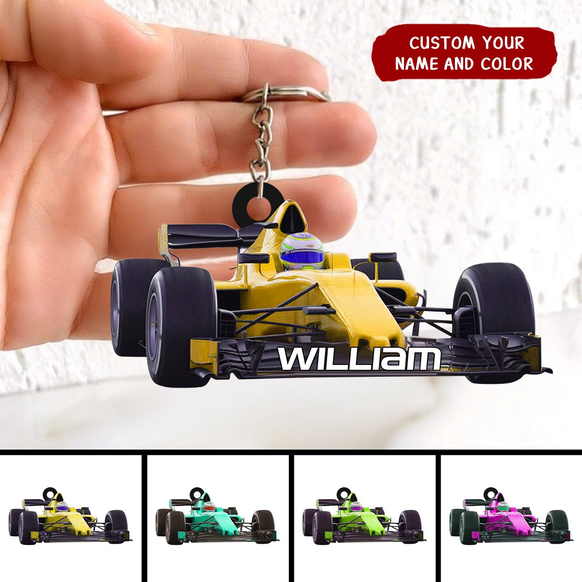 Personalized Racing Car Custom Name Keychain , Gift For Racing Car Lover