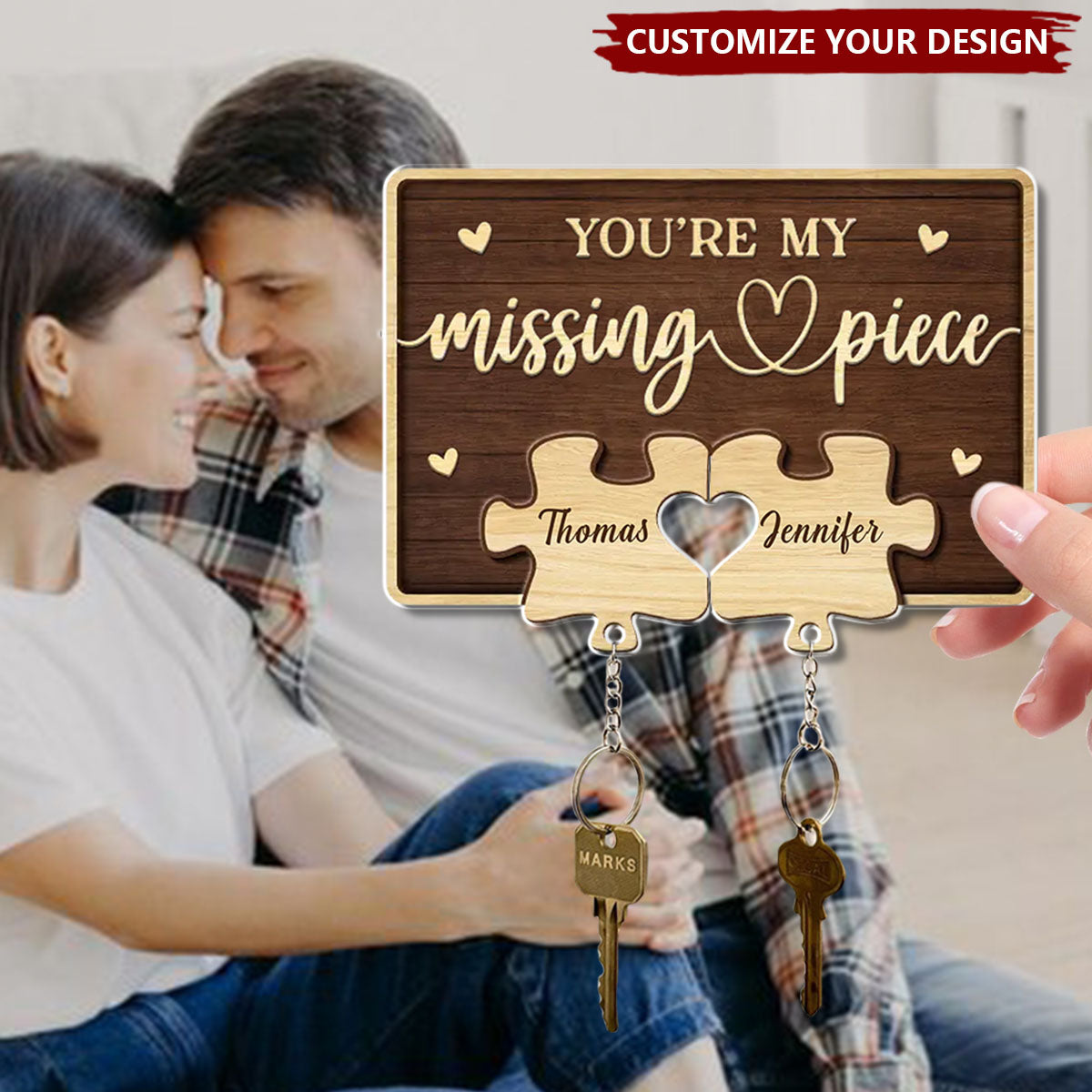 Together, We Complete The Puzzle Of Love - Couple Personalized Acrylic Puzzle Key Holder