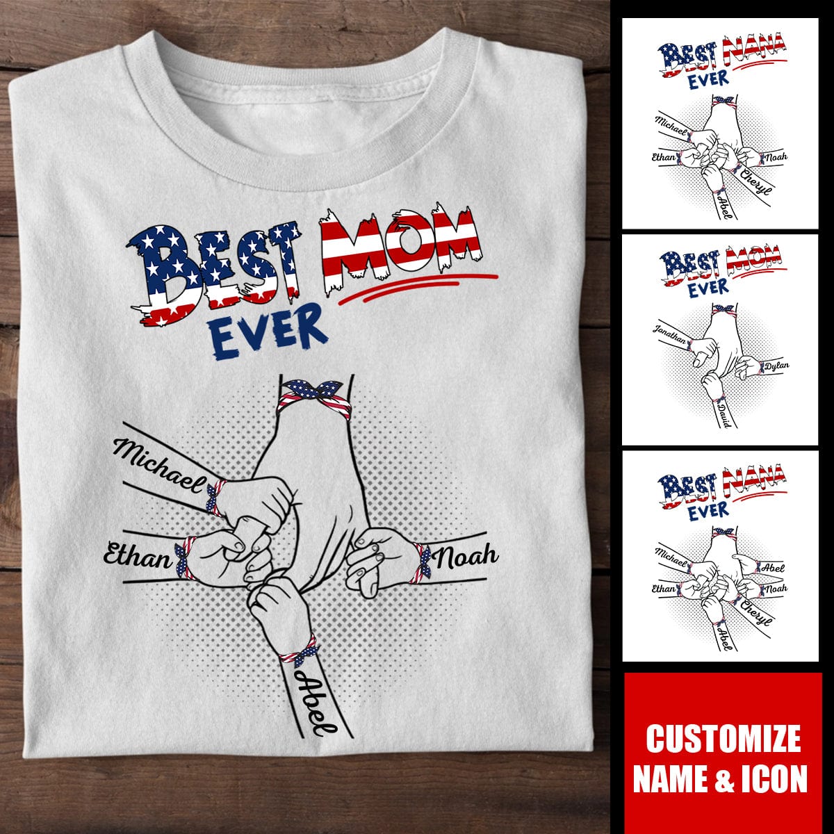 Best Grandma Ever Hand With Bow Personalized T-shirt