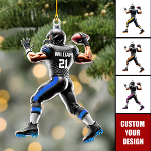 Custom Name and Number Rugby Football Ornament, Christmas Gift for Rugby Football Lover