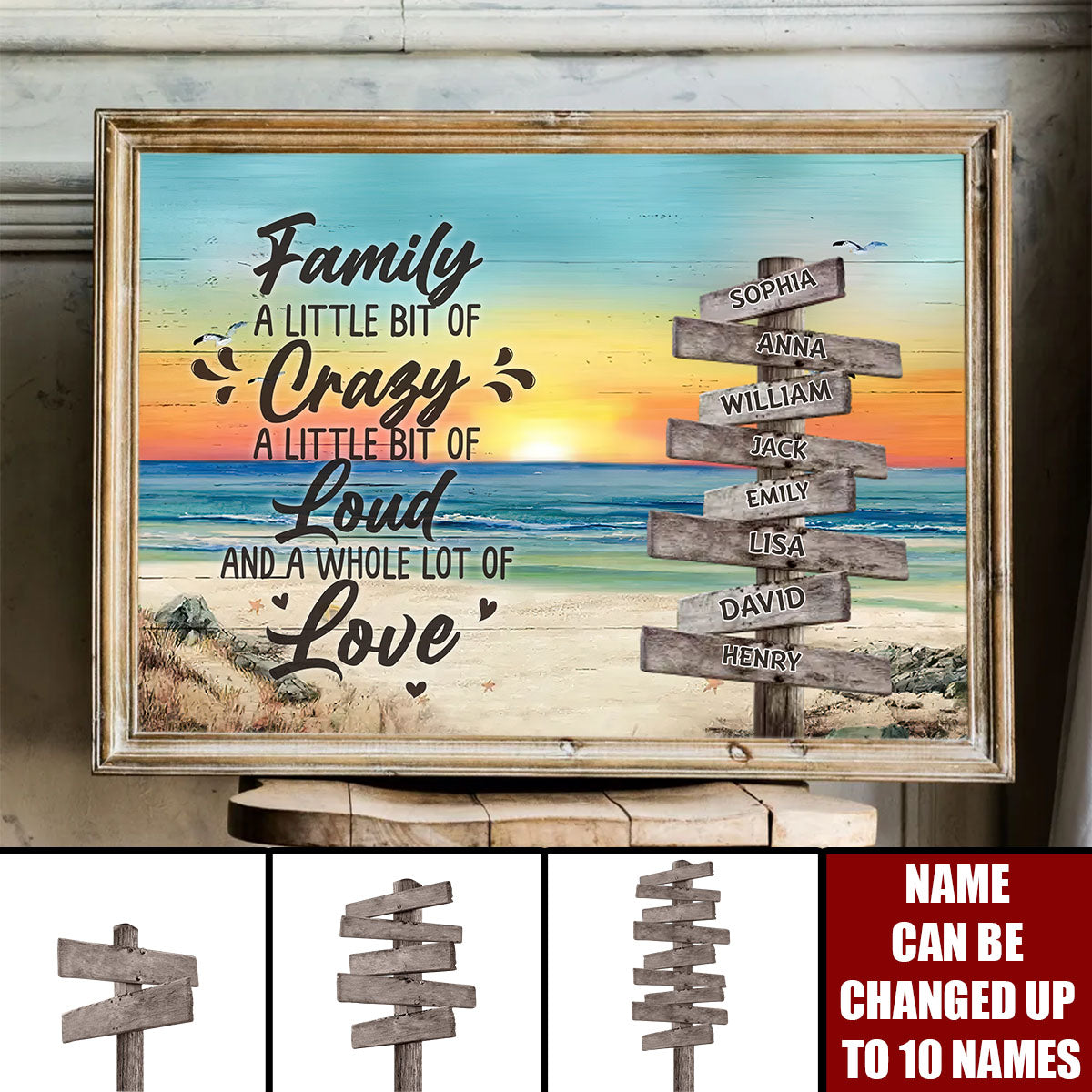 Custom Personalized Family Canvas Poster - Gift Idea For Family/ Couple/ Valentine - Family A Little Bit Of Crazy