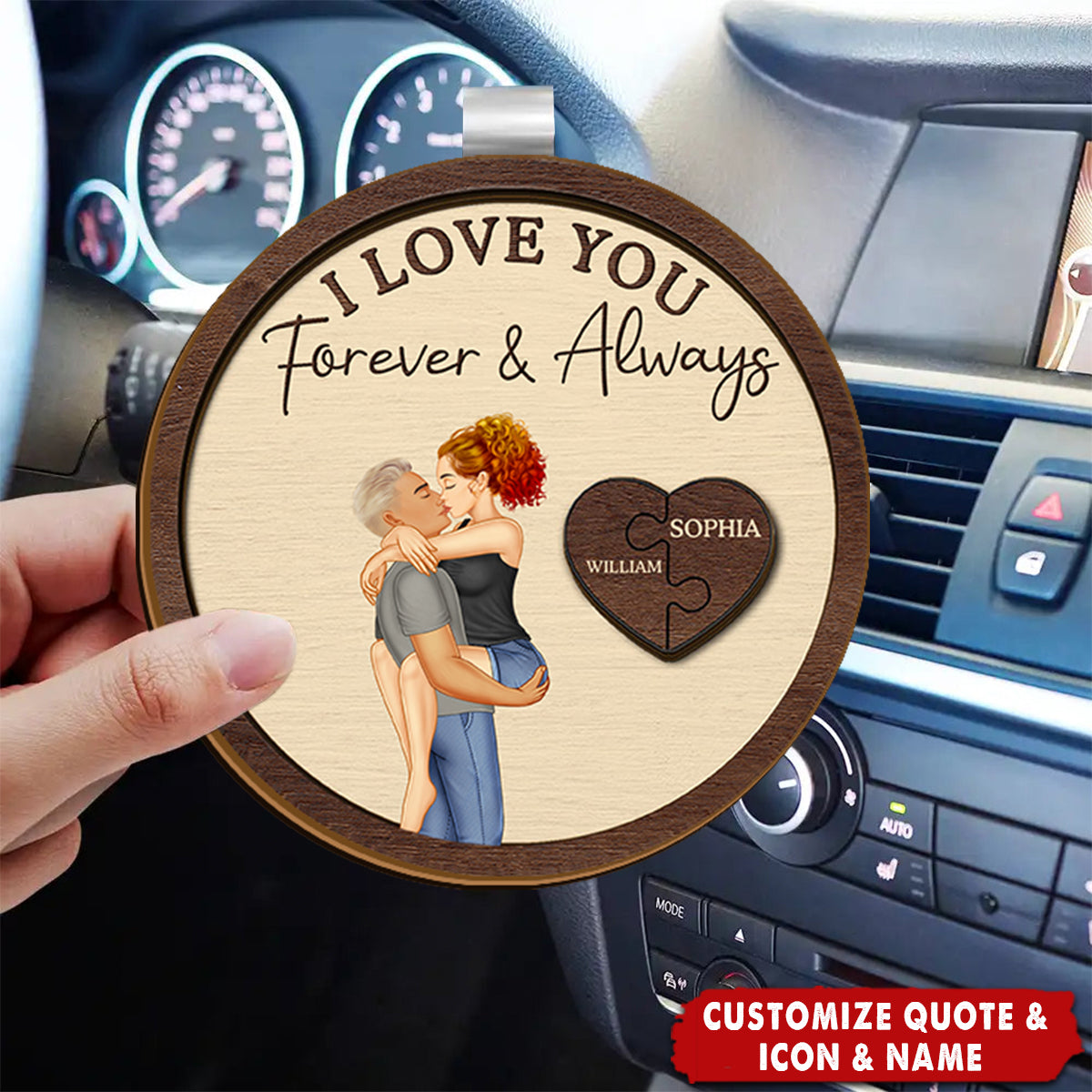 Drive Safe I Love You Kissing Couples - Personalized Custom Shaped Car Visor Clip