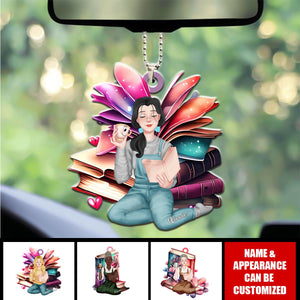 A Sitting Girl, Read Book Lover - Personalized Acrylic Ornament