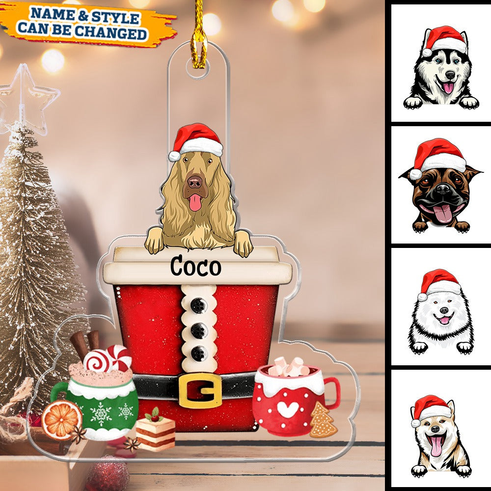 Personalized Christmas Dog Puppy Pet In Cup Acrylic Ornament