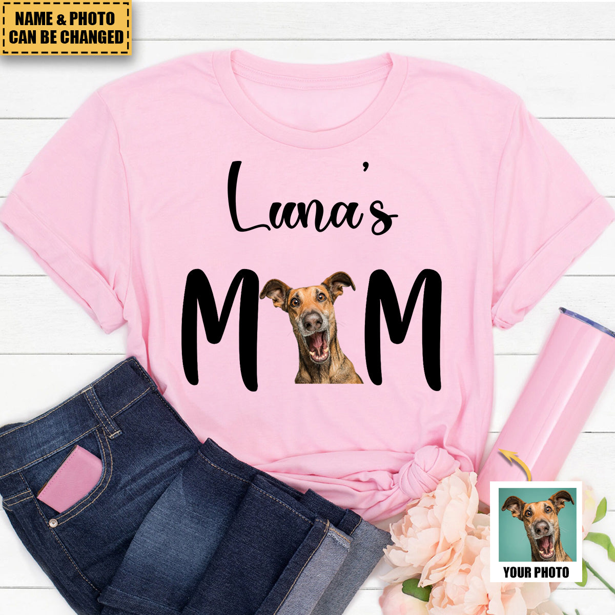 Dog Mom, Cat Mom Upload Image - Gift For Dog Lovers, Personalized T-Shirt