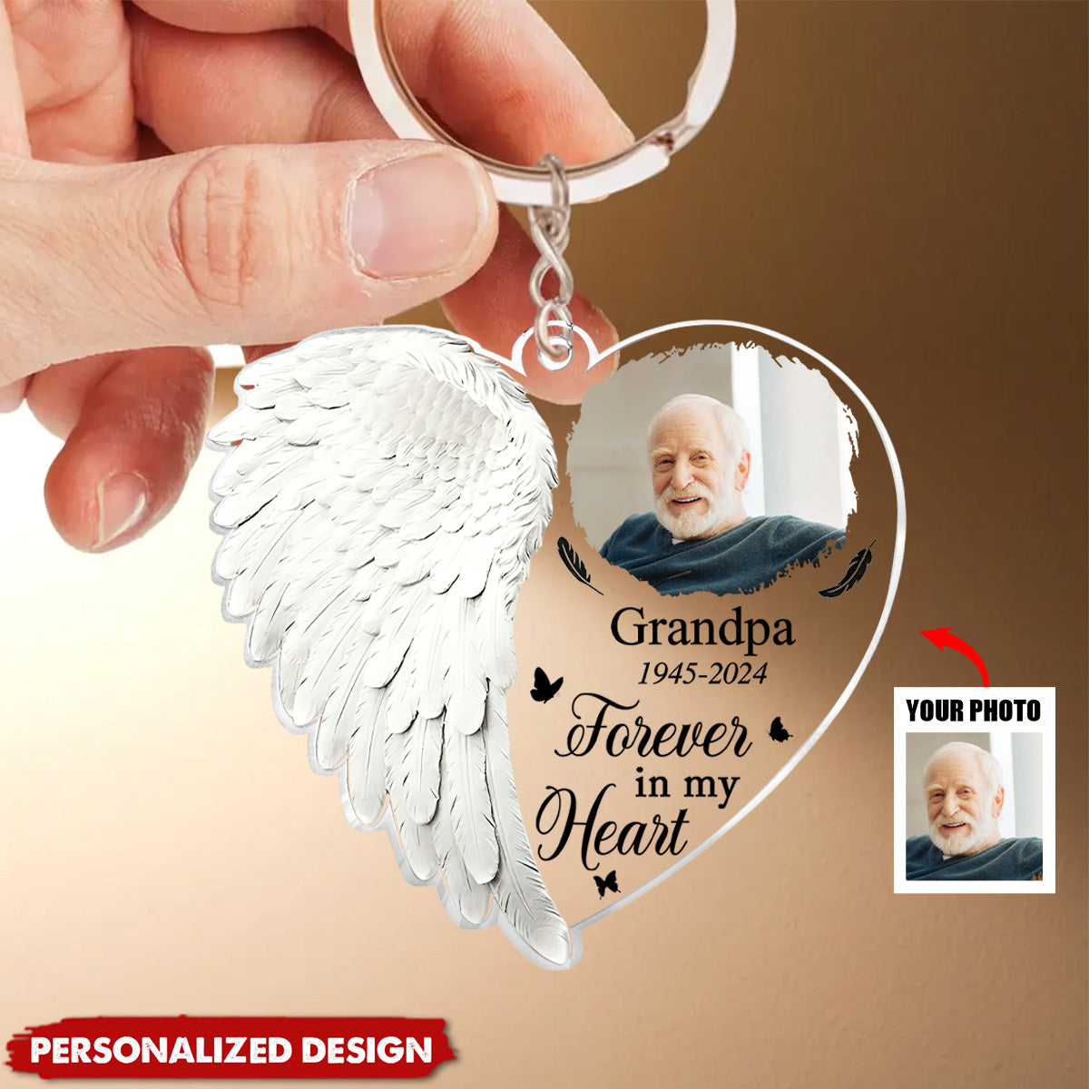 Custom Photo Although You Cannot See Me I'm Always With You - Personalized Acrylic Keychain