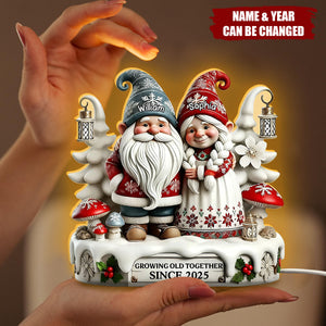 3D Effect Dwarves Couple Growing Old Together Christmas - Personalized Light Box Plaque