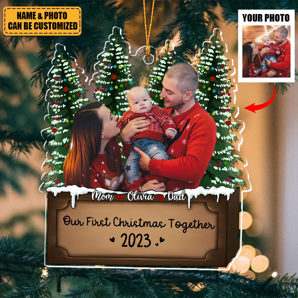 In 2024 We became a Family of Three - Custom Photo Acrylic Ornament