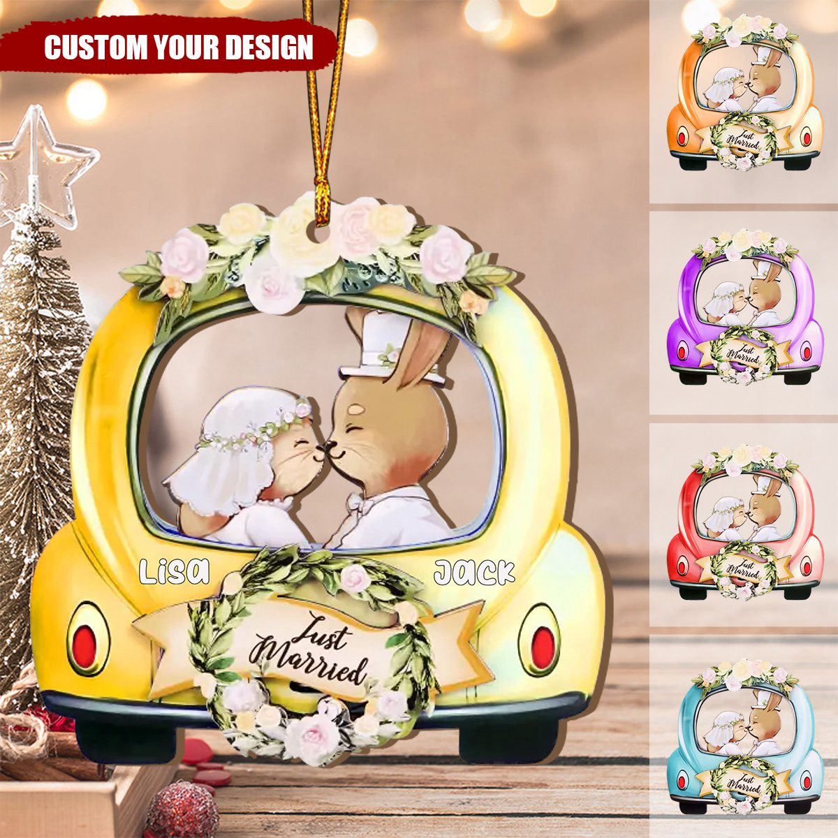 Just Married Personalized Christmas Ornaments, Weeding Gifts, Gift For Couple
