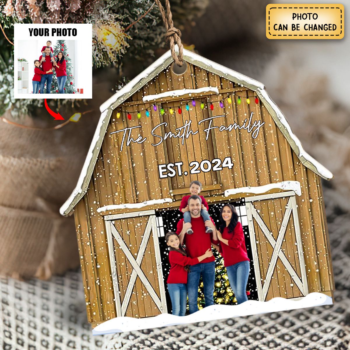 Christmas In The Barn - Personalized Custom Wood Ornament