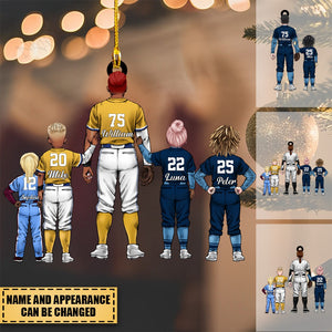 Transparent Christmas Ornament - Personalized Dad & Kids - American Football