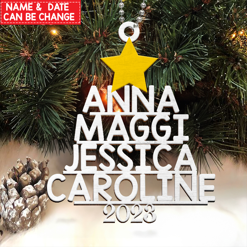 Our Family 2024 Custom Family Name Wooden Ornament Christmas Ornament For Family