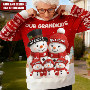 Our Grandkids Snowman - Personalized Sweatshirt, Gift for Grandma & Grandpa