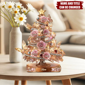 Beautiful Rose Christmas Tree - Personalized Custom Shaped Acrylic Plaque