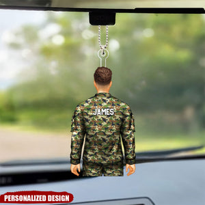 Veteran Army Military Uniform - Personalized Acrylic Car Ornament