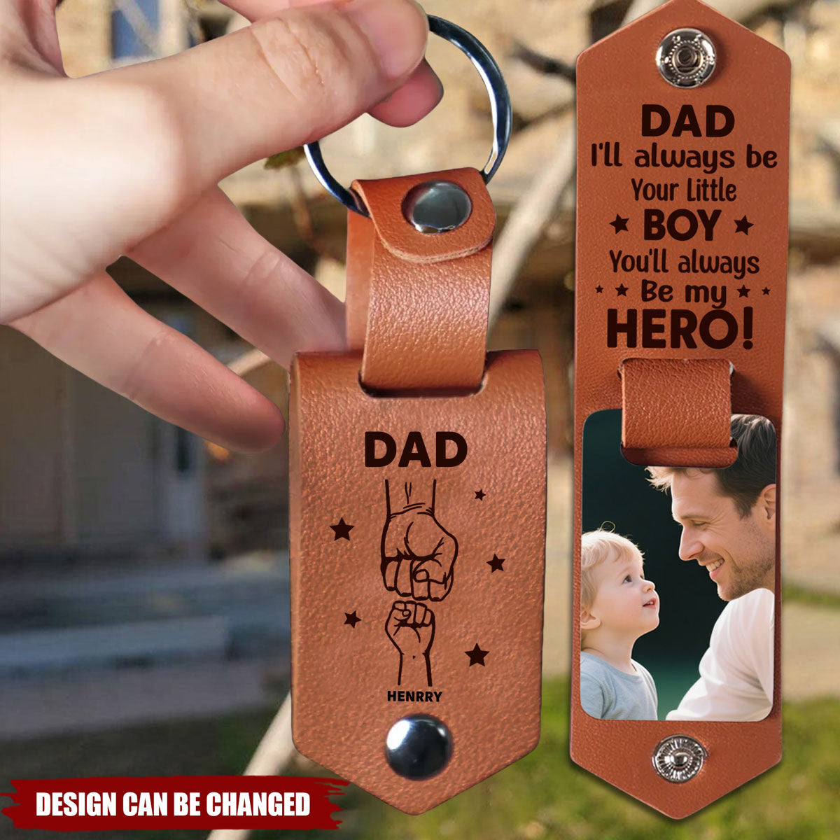 Custom Photo To Us - Family Personalized Custom Engraved Leather Keychain - Father's Day, Gift For Dad, Grandpa