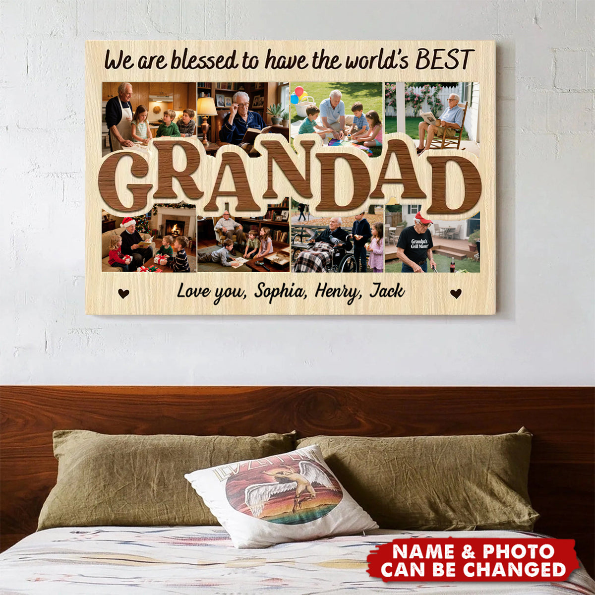 We are blessed to have the world'S BEST GRANDAD-Custom Photo Poster Gift