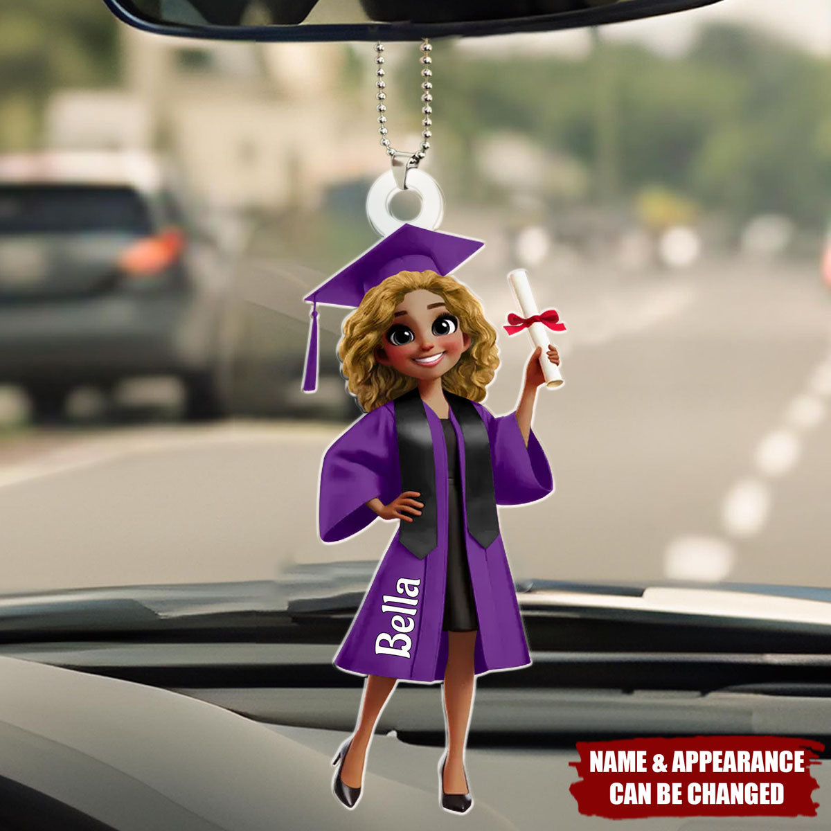 Graduation Cap And Animated Girl, Personalized Acrylic Ornament, Gift For Graduates